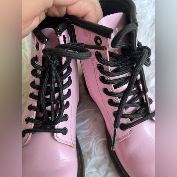 Dr Martens Pink Patent Leather Lace Up & Side Zip 1460 J Boits kids size 13 - Picture 5 of 10